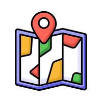 Tri Fold chart with location pointer, trendy icon of map location vector