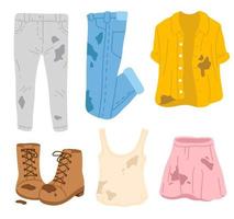 set of dirty doodle spring clothes vector