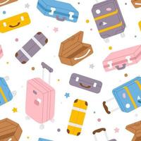 seamless pattern with cartoon suitcases vector