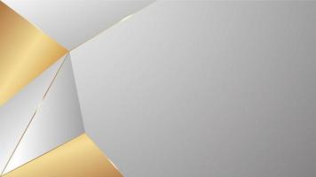 Abstract white and grey background in geometric style. There are gold segments to show a luxury design. Vector illustration template for web banner, business presentation.