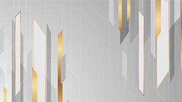 Abstract white and grey background in geometric style. There are gold segments to show a luxury design. Vector illustration template for web banner, business presentation.