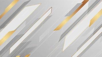 Abstract white and grey background in geometric style. There are gold segments to show a luxury design. Vector illustration template for web banner, business presentation.