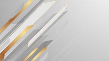 Abstract white and grey background in geometric style. There are gold segments to show a luxury design. Vector illustration template for web banner, business presentation.