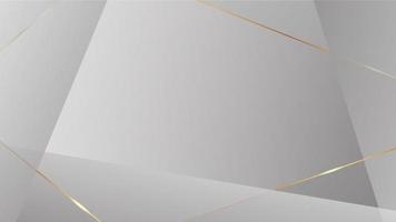 Abstract white and grey background in geometric style. There are gold segments to show a luxury design. Vector illustration template for web banner, business presentation.