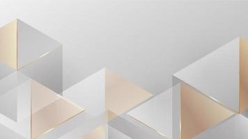 Abstract white and grey background in geometric style. There are gold segments to show a luxury design. Vector illustration template for web banner, business presentation.