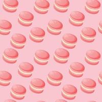 Seamless pattern with pink cute cartoon macaroons on a pink background. Bright seamless pattern with sweets for confectioner or postcard. Sweet background for candy store vector