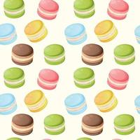 Seamless pattern with colorful cute cartoon macaroons on a white background. Bright seamless pattern with sweets for confectioner or postcard. Sweet background for candy store vector