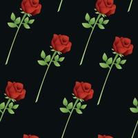 Seamless pattern with red roses on a black background for a memorial or funeral card. Dark condolence background with red roses. Simple black pattern for bereavement memorial banner vector