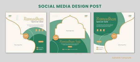 Set of 3 Editable Templates Ramadhan Social Media Design Post. Suitable for Sale Banner, Promotion, Presentation, Advertising, Fashion, coffee shop vector