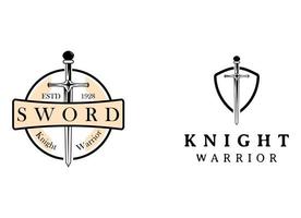 Sword Knight Logo Design. Knight empire vector logo