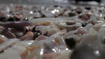 Close up macro video of stones and pebbles getting covered as the tide comes in