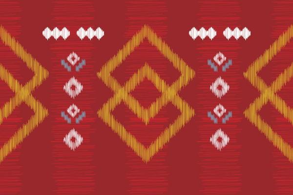 Ethnic Ikat fabric pattern geometric style.African Ikat embroidery Ethnic oriental pattern red background. Abstract,vector,illustration.For texture,clothing,scraf,decoration,carpet.