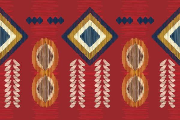 Ethnic Ikat fabric pattern geometric style.African Ikat embroidery Ethnic oriental pattern red background. Abstract,vector,illustration.For texture,clothing,scraf,decoration,carpet.