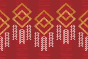 Ethnic Ikat fabric pattern geometric style.African Ikat embroidery Ethnic oriental pattern red background. Abstract,vector,illustration.For texture,clothing,scraf,decoration,carpet. vector