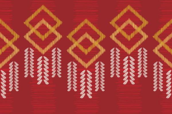 Ethnic Ikat fabric pattern geometric style.African Ikat embroidery Ethnic oriental pattern red background. Abstract,vector,illustration.For texture,clothing,scraf,decoration,carpet.