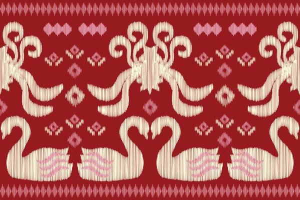 Ethnic Ikat fabric pattern geometric style.African Ikat embroidery Ethnic oriental pattern red background. Abstract,vector,illustration.For texture,clothing,scraf,decoration,carpet.