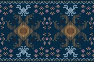 Ethnic Ikat fabric pattern geometric style.African Ikat embroidery Ethnic oriental pattern navy blue background. Abstract,vector,illustration.For texture,clothing,scraf,decoration,carpet. vector