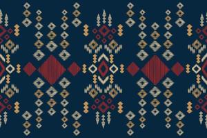 Ethnic Ikat fabric pattern geometric style.African Ikat embroidery Ethnic oriental pattern navy blue background. Abstract,vector,illustration.For texture,clothing,scraf,decoration,carpet. vector