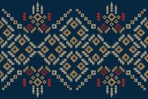 Ethnic Ikat fabric pattern geometric style.African Ikat embroidery Ethnic oriental pattern navy blue background. Abstract,vector,illustration.For texture,clothing,scraf,decoration,carpet. vector