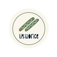 Hand Drawn circle illustrated sticker label spice herb liquorice vector