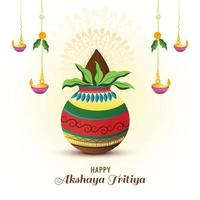 Akshaya tritiya celebration with a golden kalash background vector