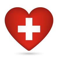 Switzerland flag in heart shape. Vector illustration.