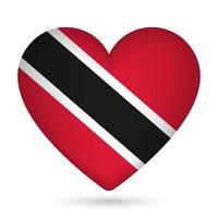 Trinidad and Tobago flag in heart shape. Vector illustration.