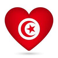 Tunisia flag in heart shape. Vector illustration.