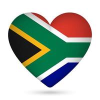 South Africa flag in heart shape. Vector illustration.