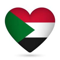 Sudan flag in heart shape. Vector illustration.