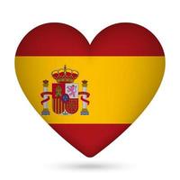 Spain flag in heart shape. Vector illustration.