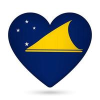 Tokelau flag in heart shape. Vector illustration.