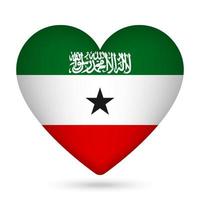 Somaliland flag in heart shape. Vector illustration.