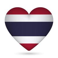 Thailand flag in heart shape. Vector illustration.