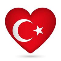 Turkey flag in heart shape. Vector illustration.