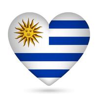 Uruguay flag in heart shape. Vector illustration.