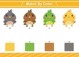 Match by color of animal Educational game for kindergarten Matching game for kids vector