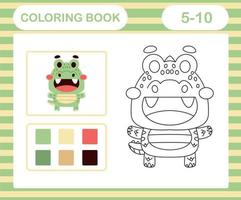 coloring book or page cartoon cute crocodile,education game for kids age 5 and 10 Year Old vector