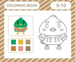 coloring book or page cartoon cute duck,education game for kids age 5 and 10 Year Old vector