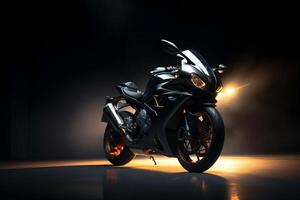 Black sport bike. Illustration photo