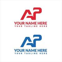 AP letter logo or ap text logo and ap word logo design. vector