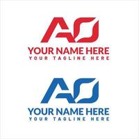 AO letter logo or ao text logo and ao word logo design. vector