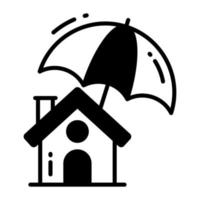 Umbrella with home denoting vector, easy to use icon vector