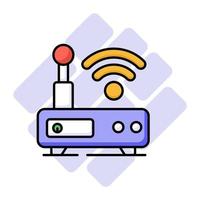 An icon of wifi router shows networking device that enables wireless communication between electronic devices and the internet vector