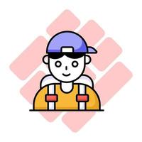 A person wearing cap and backpack denoting vector of traveler in modern style