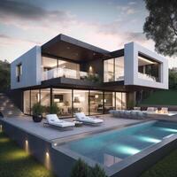 Modern villa. Real estate. Illustration photo