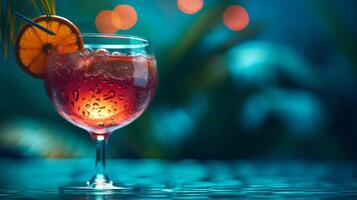 Summer vivid background with cocktail. Illustration photo