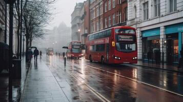 London street background. Illustration AI Generative photo