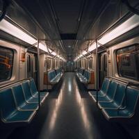 Inside of an empty subway train Illustration photo