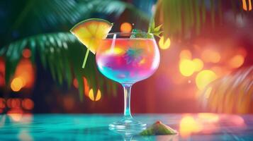 Summer vivid background with cocktail. Illustration photo